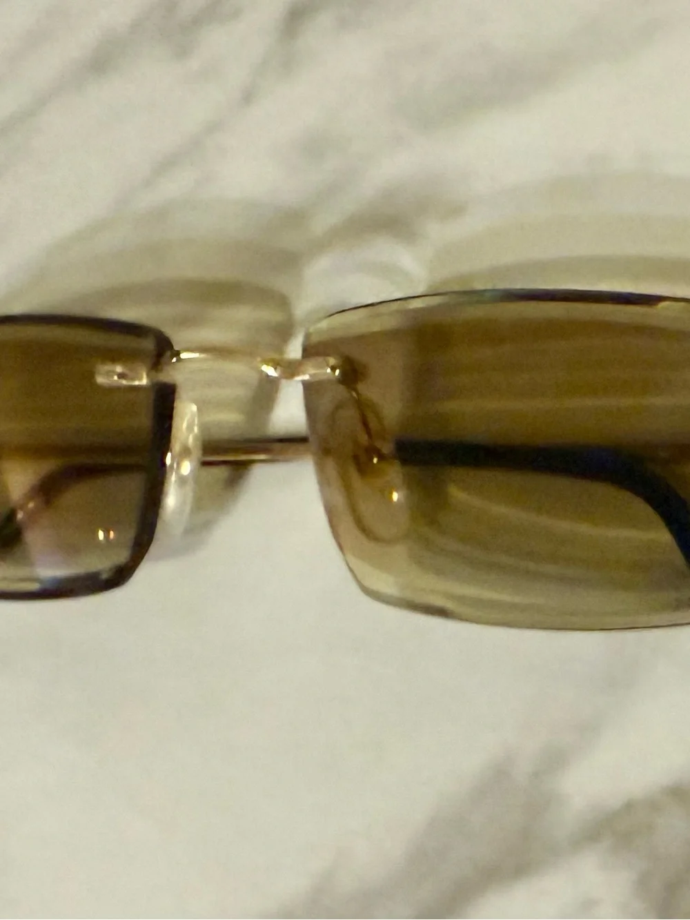 Cartier Rimless Sunglasses in Gold with Brown Tinted Lenses